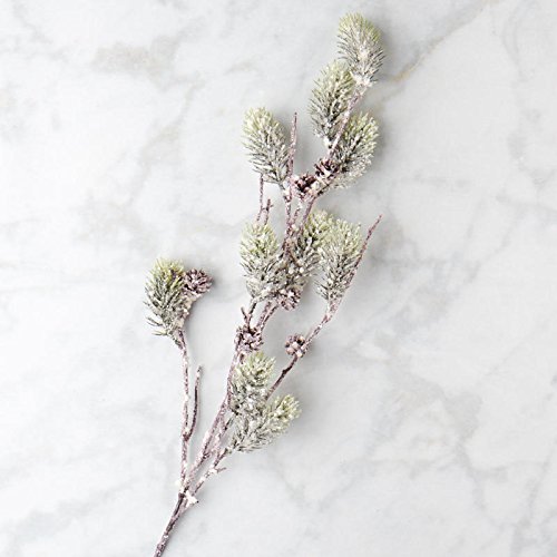 Factory Direct Craft Snowy Artificial Pine Sprig and Pinecone Sprays for Indoor Decor - 2 Sprays