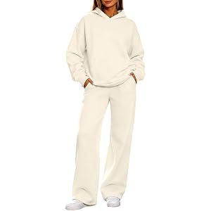 Women's Hooded Track Suit Set Long Sleeve Top Wide Leg Pants Loose Fit | Womens Sweatsuits 2 Piece Set 2026 Casual Winter Fal