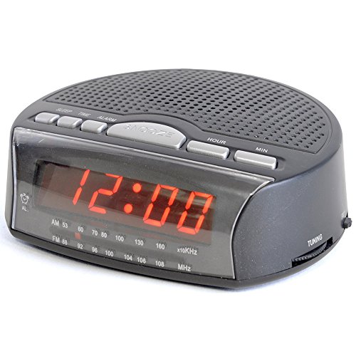 LLOYTRON ‘Daybreak’ Alarm Clock Radio with Buzz Alarm or Radio - Snooze Function - Sleep Timer - Rotary Tuning and Volume Controls – Mains Operated – AM / FM Radio - J2006BK – Black