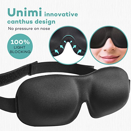 Sleep Mask for Woman & Man UNIMI Upgraded Contoured 3D Eye Mask Eye Cover For Sleeping - Comfortable Sleeping Mask No Pressure On Your Eyeballs - Create Total Darkness -Black