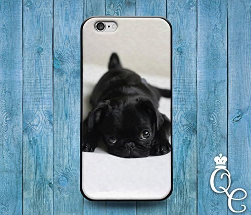 *BoutiqueHouse* iPhone 4 4s 5 5s 5c SE 6 6s plus iPod Touch 4th 5th 6th Gen Cover Case Black Puppy Bulldog Dog Pug Pup Cute Funny Animal Baby Cool Rubber(iPhone 6 Plus/6S Plus)