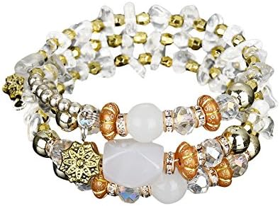 HIRIRI Hot Sale New Fashion Women Beautiful Exotic National Flavor Multilayer Colorful Stone Beads Bracelet Bangle