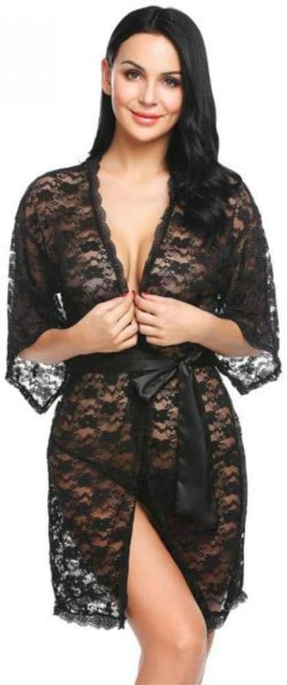 Tommy Vans DEMSOONEST Women Babydoll Black Net Robe Nightwear Rob Nightdress for Women Sexy Wear