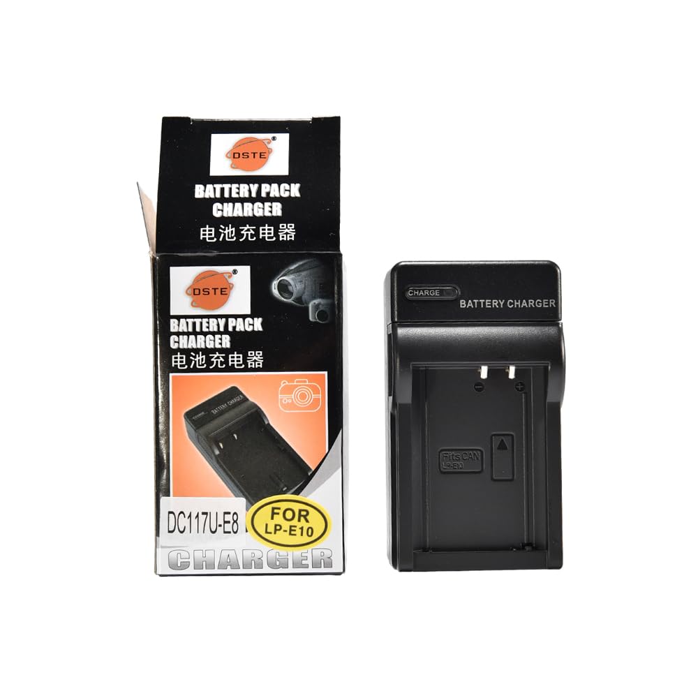DSTE Travel and Car Charger Adapter Compatible for LP-E10 Battery as LC-E10E