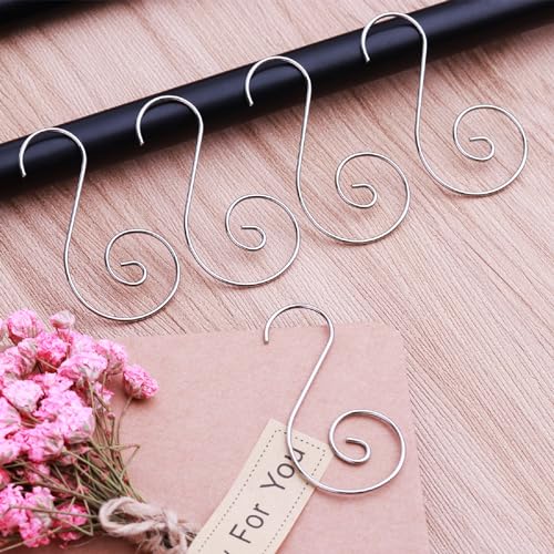 KOHcojim 120 Pack Christmas Ornaments Hooks Ornament Hangers, Stainless Steel S-Shaped Hangers for Christmas Tree Decorations, Holiday Ornament Hangers Christmas Tree Hanger (Silver)