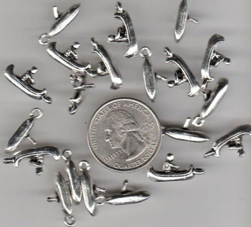 20 METAL 3D MAN IN A CAMOE BOAT CHARMS Jewelry Making Supply Charms Wholesale by BP. - A 3