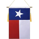 TMHTMH 18x12 Inch Texas Wall Banner Flag,Wooden Hanging Pole and Double Satin Finish,USA Texas State Hanging Flag,for House Room,School Classroom, Club and Door