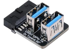 cablecc USB3.0 Motherboard 19/20pin Box Header Slot to 10Gbps Dual USB 3.0 Type-A Adapter Forward Angled Vertical Type