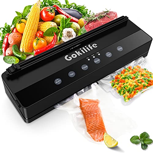 Automatische Vakuumierer, Gokilife Sous Vide Vakuumiergerät mit Schneider, Vakumierergerät für Trockene, Weiche, Nasse…