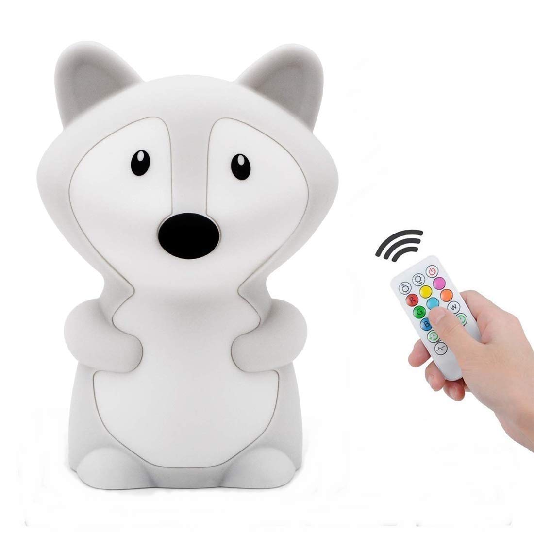 Tianhaixing Animal Fox Kids Night Light, Cute Children's Room LED Bedside Rechargeable Child Lamp with Changeable RGB 9 Colors for Boy/Girl/Adult/Baby, Compatible with Touch-Control & Remote Control