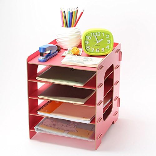 Magazine Stationery Storage Box Makeup Organizer 5 Layer Home Holder Multi Color Ease Of Use. (red)