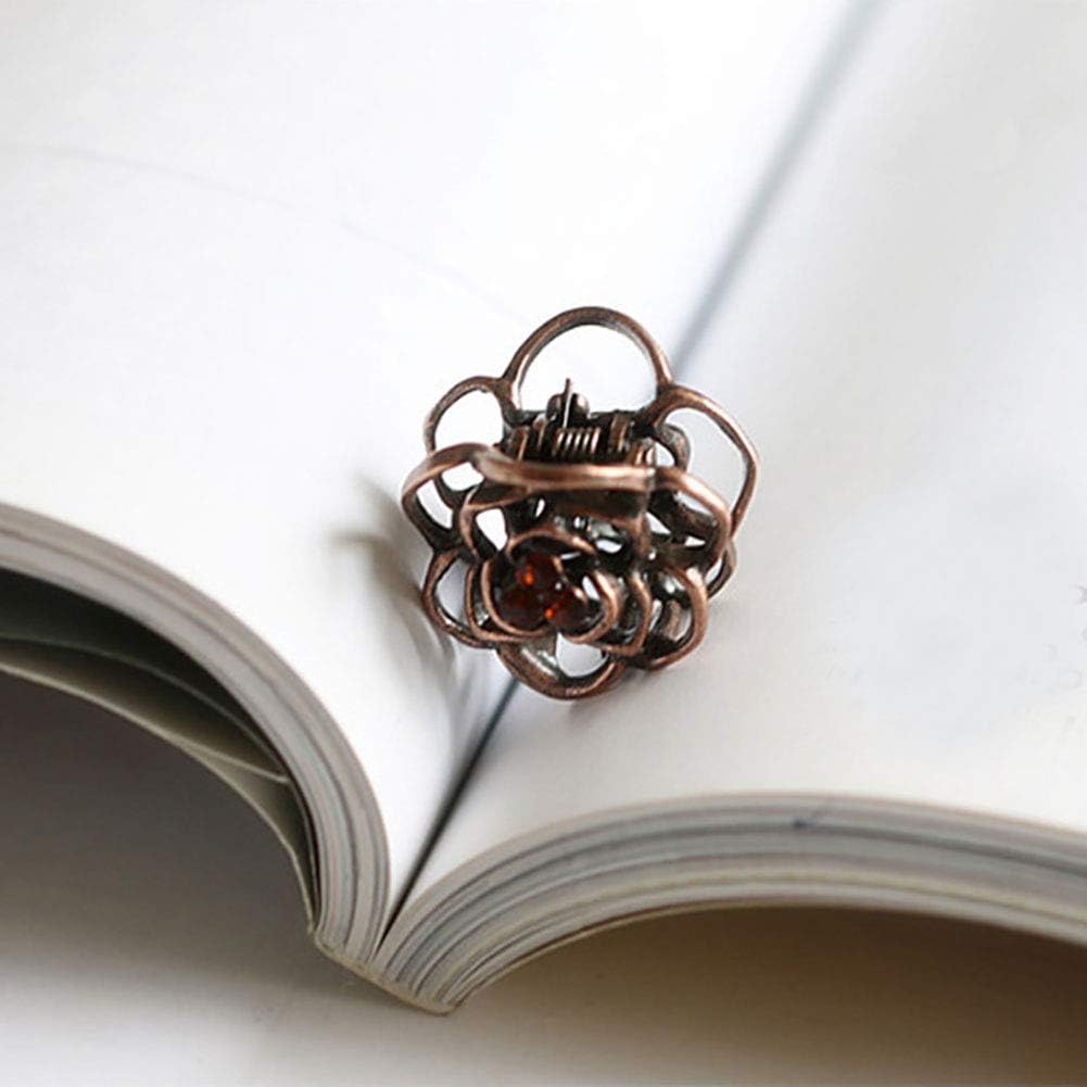 Fodattm 6PCS Women Vintage Alloy Hollow Rose Flower Mini Hair Jaw Clip Rhinestone No-Slip Hair Grip Hair Pin Hair Claw Hair Clamp Small Bang Clip - Image 4
