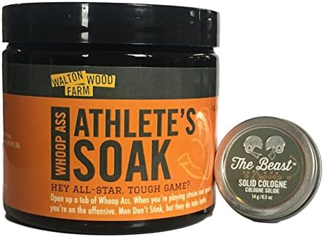 Walton Wood Farm Men Don't Stink Bath and Body Products with Mini The Beast Solid Cologne (Athlete’s Soak, Whoop @ss)