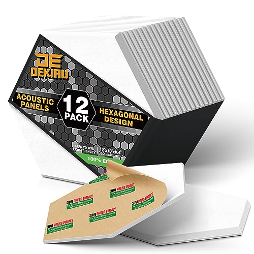 DEKIRU 12 PACK White Acoustic Panels, Sound Proof