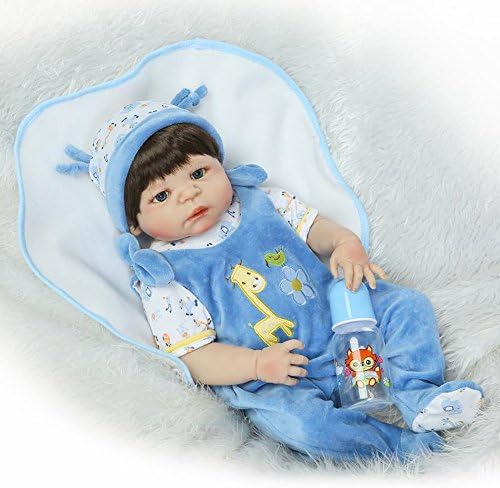 Fan Moon Full Body Soft Silicone Eyes Open Newborn Boy Baby Doll 23-Inch