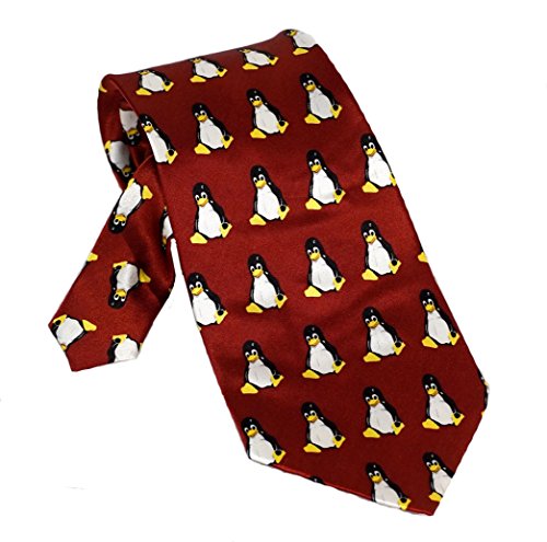 TUX the PENGUIN SILK RED Necktie (Red/Maroon)