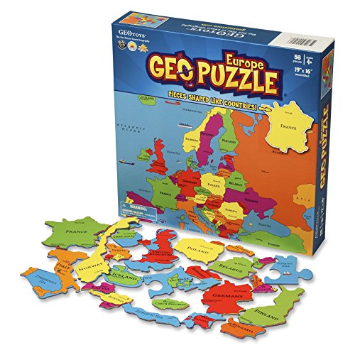 GeoPuzzle Europe - Educational Geography Jigsaw Puzzle (58 pcs) - by Geotoys