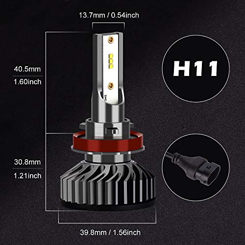 ALUNAR H11 Hi/Lo Car LED Headlight Bulbs All-in-One Conversion Kit Plug Play White COB Chip 72w 8000lm Auto Head Lamp 12V Replace LED Headlight Bulbs Vehicle Lighting (F2 H11 ZES) - Thumbnail 6