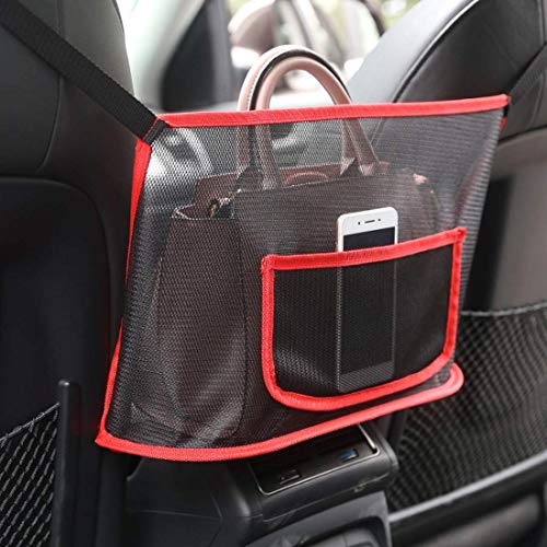 Car Net Pocket Handbag Holder,Car Purse Holder Between Seats,Car Storage Netting Pouch,Mesh Car Backseat Organizer…