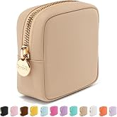 Embla Makeup Bag Travel Cosmetics Pouch and Toiletry Bag, Nylon Zipper Pouch Purse, Cute Make Up Organizer Storage Tote for Women Girls, Waterproof Travel Skincare Case, Small Makeup Bags, Sand