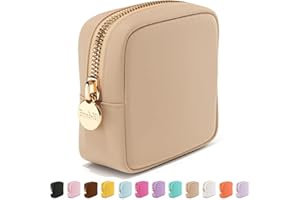 Embla Makeup Bag Travel Cosmetics Pouch and Toiletry Bag, Nylon Zipper Pouch Purse, Cute Make Up Organizer Storage Tote for Women Girls, Waterproof Travel Skincare Case, Small Makeup Bags, Sand