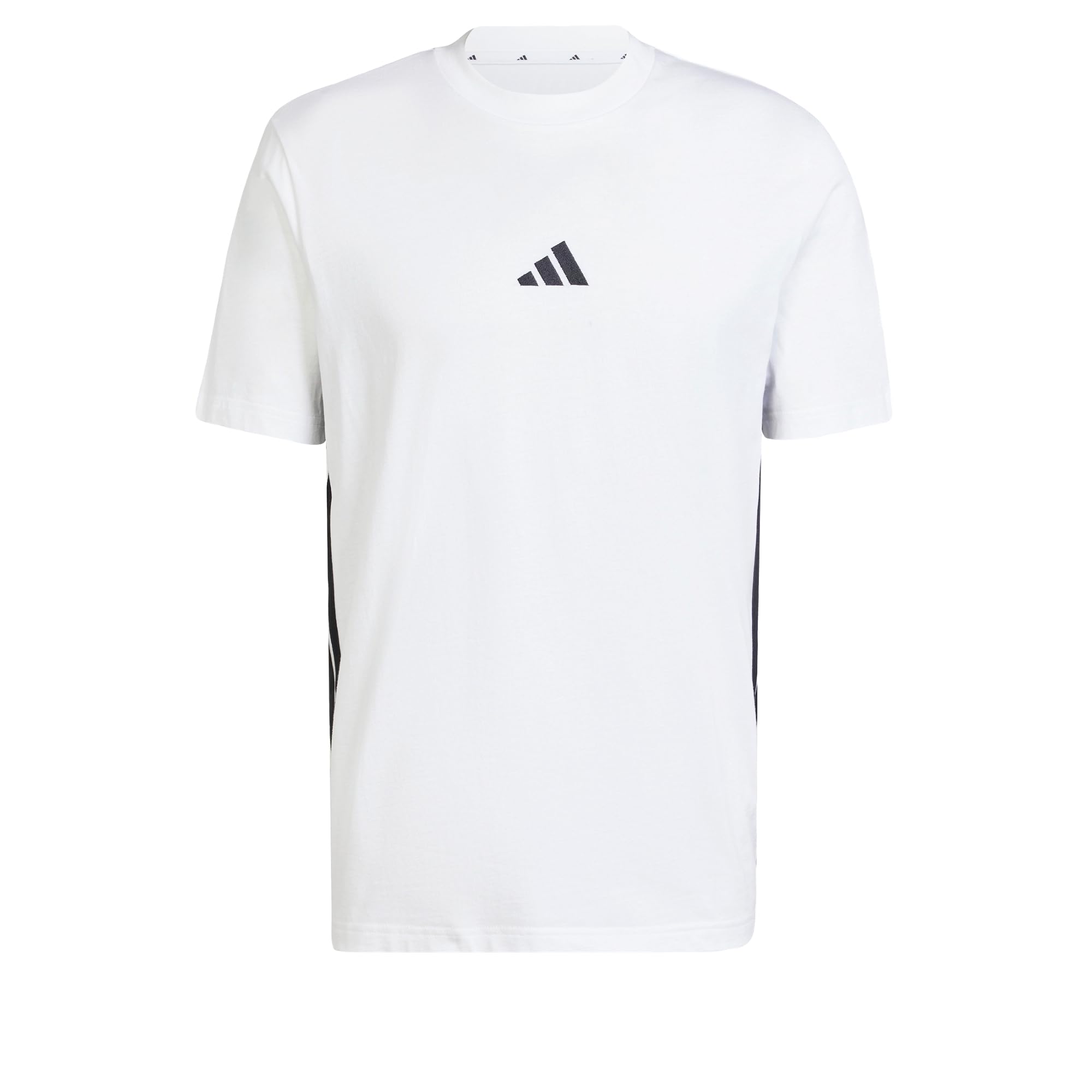 Adidas Men's Essential Three Stripes Single Jersey Tee, White/Black, XL 9