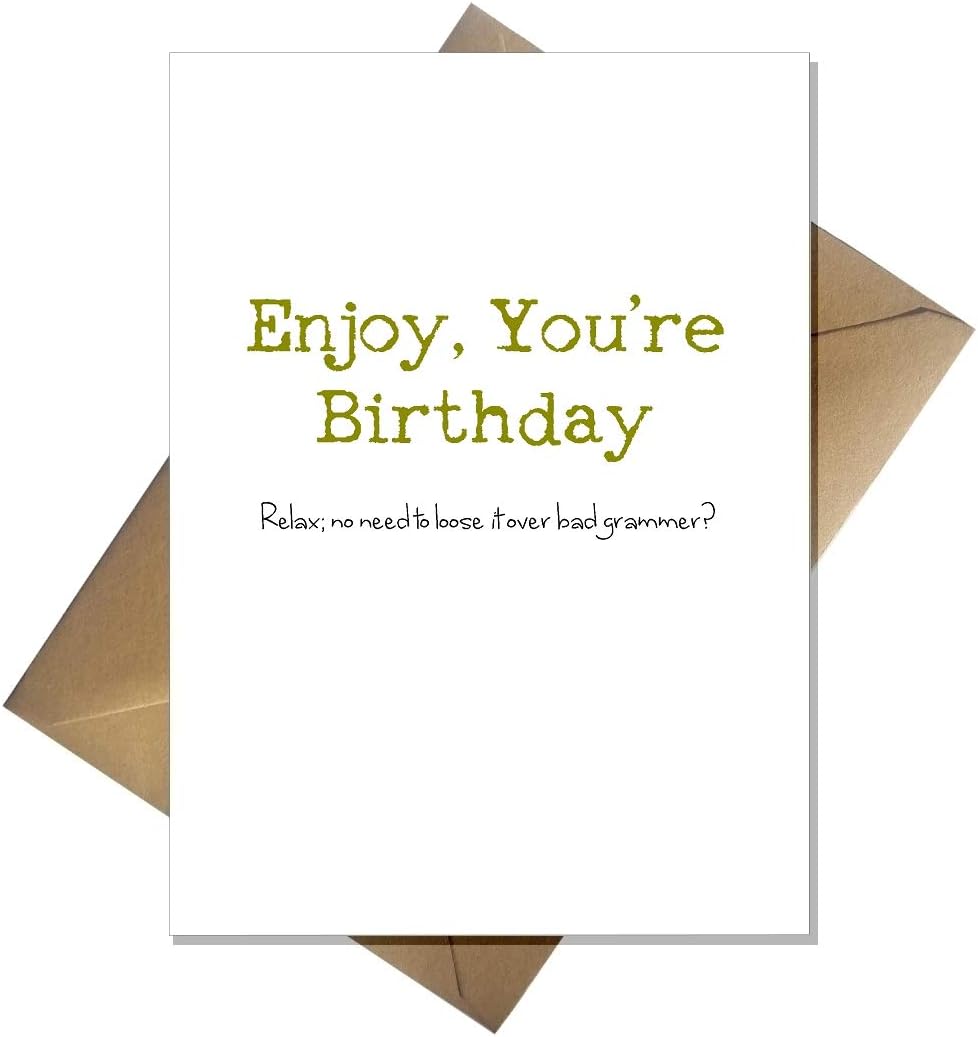 Funny Bad Grammar Birthday Card - It's You're Birthday!, Gold, A5