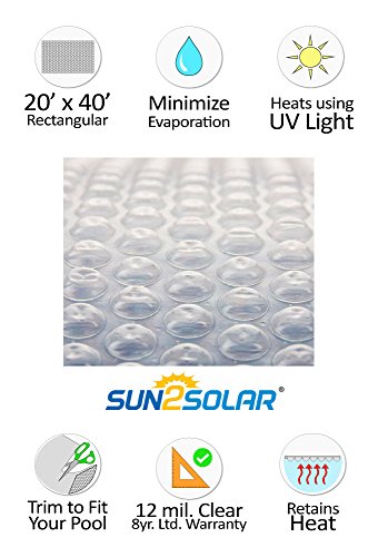 image for Sun2Solar 20-Foot-by-40-Foot Rectangle Clear Solar Cover and Easy Gear