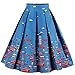 Dressever Women's Vintage A-line Printed Pleated Flared Midi Skirts Cars Medium