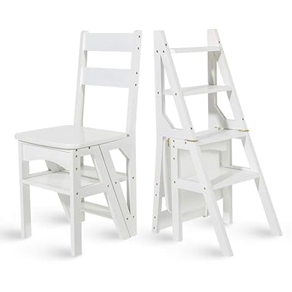 Amazon Com Zrxjq Stepstools Folding Fip Step Ladder Chairs Bamboo