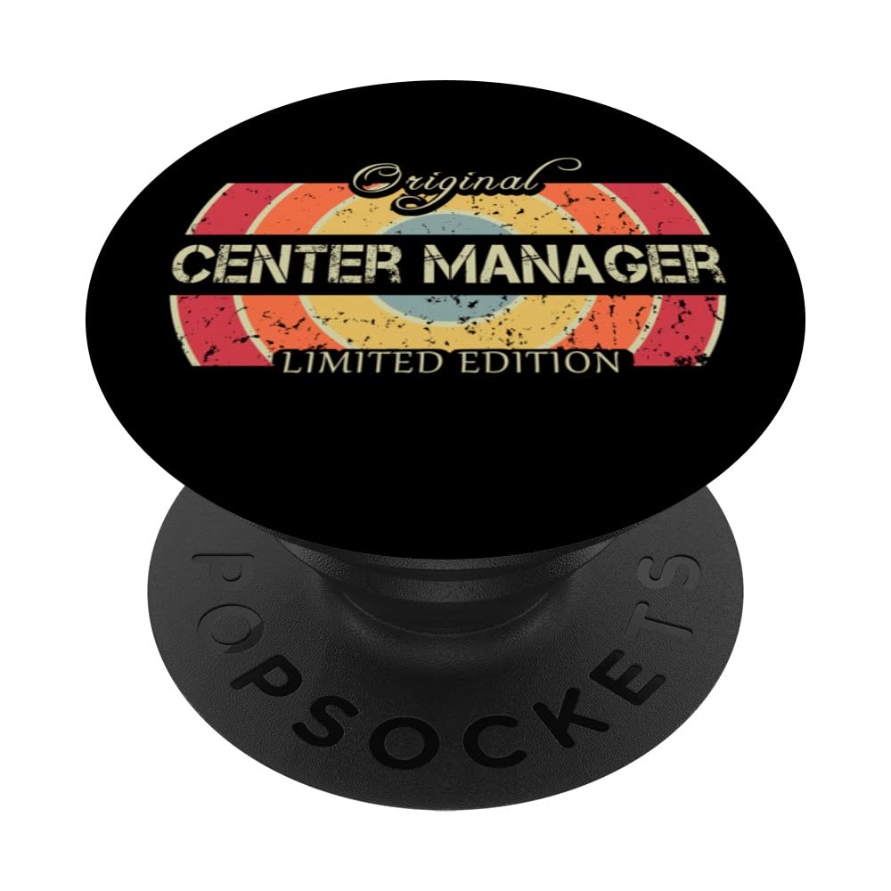 Funny Job Title Worker Retro Vintage Center Manager PopSockets Swappable PopGrip