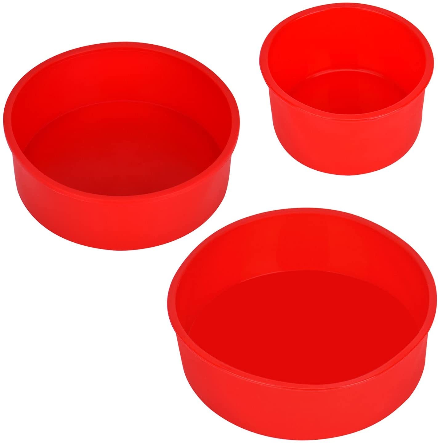 Queta Silicone Cake Tins for Baking 3 Pcs Cake Tins Non-Stick Silicone Baking Tins for Layer Cake, Cheesecake, Rainbow Cake