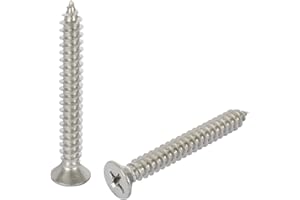 Jigreat #10 x 1-1/2" Stainless Steel 304 (18-8) Flat Head Phillips Wood Screws 50pcs Solid Stainless Screw