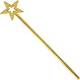 HOWILIM 13 Inch Silver Star Wand Angel Star Wands Fairy Princess Magic Wand for Girls Birthday Party, Halloween Princess Elf Dress Up Playing (Golden)