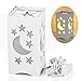 Pandawill Table Light White Art Light with Moon and Star Shaped Carving, Desk Lamp Night Light for Bedroom, Dorm, Living Room