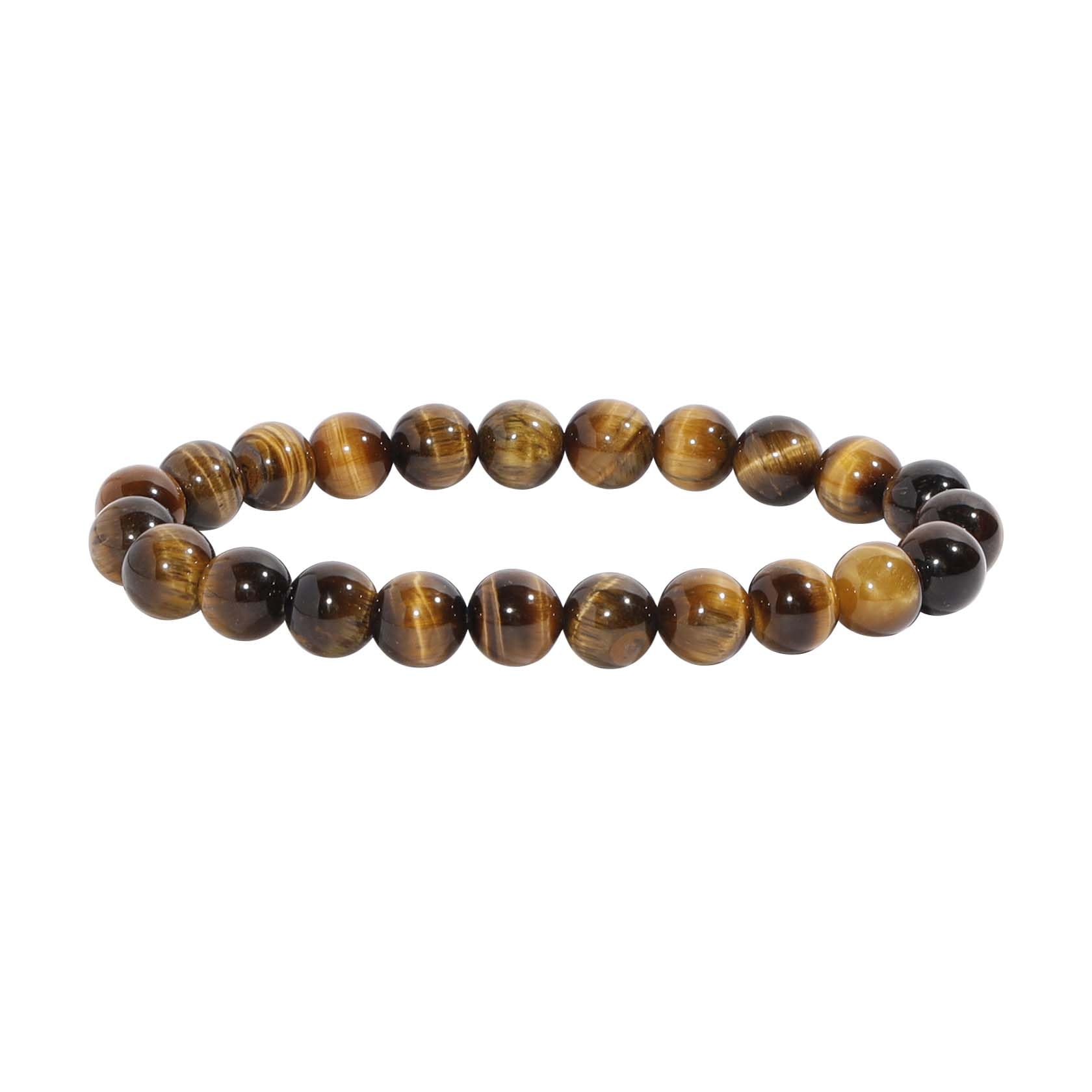 MILAKOO 8mm Yellow Tiger Eye Bracelet Natural Stone Beaded Bracelets for Men Gifts Energy Stretch Wristband