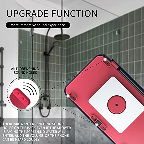 Creahaus Upgraded Rotatable Shower Phone Holder, Waterproof Phone Shower Case with Sound Outlet and Anti Fog Touch Screen, Self Adhesive Wall Mounted Phone Holder for Shower ,Bathroom, Kitchen(Blue)
