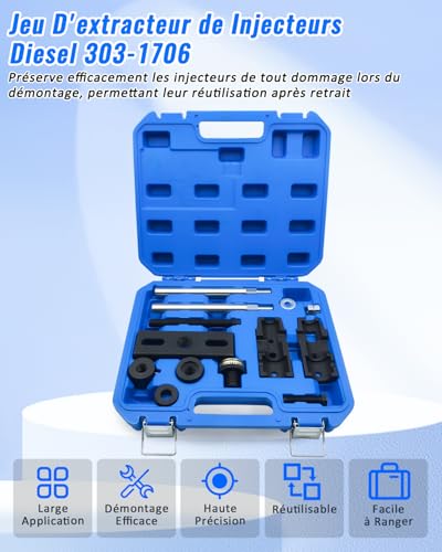 BOVIEER Diesel Injector Extractor Set 303-1706 Compatible with Ford EcoBlue 2.0 TDCi & for Tourneo, Transit, Focus, Edge, Galaxy, S-Max, Mondeo, Ranger, Kuga, Injector Extractor Tool