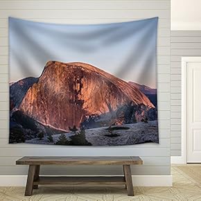 Mountain Landscape,Half Dome in Yosemite National Park, California,USA - Fabric Wall Tapestry Home Decor - 51x60 inches