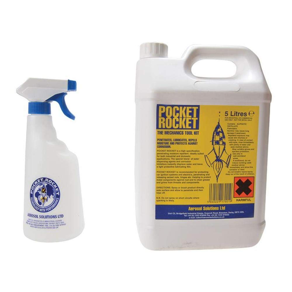 Aerosol Solutions Pocket Rocket Advanced PTFE Penetrating Moisture Repellent, Penetrates, Lubricates, Repels Moisture and Protects Against Corrosion, 5 L