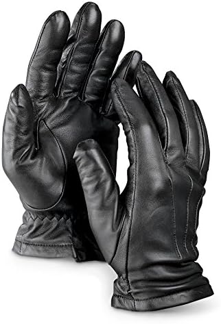 Ross Lamb Men's Cashmere Lined Leather Gloves, Black, M