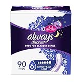 Always Discreet Incontinence Pads, Extra Heavy Long, 90 Count (45 Count, Pack of 2 - 90 Count Total)