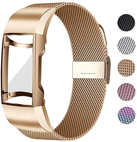 UHKZ Compatible for Fitbit Charge 3/Charge 3 SE Bands with Screen Protector Case, Stainless Steel Mesh Metal Wristband Loop Accessories for Fitbit Charge 3/Charge 3 SE Smartwatch