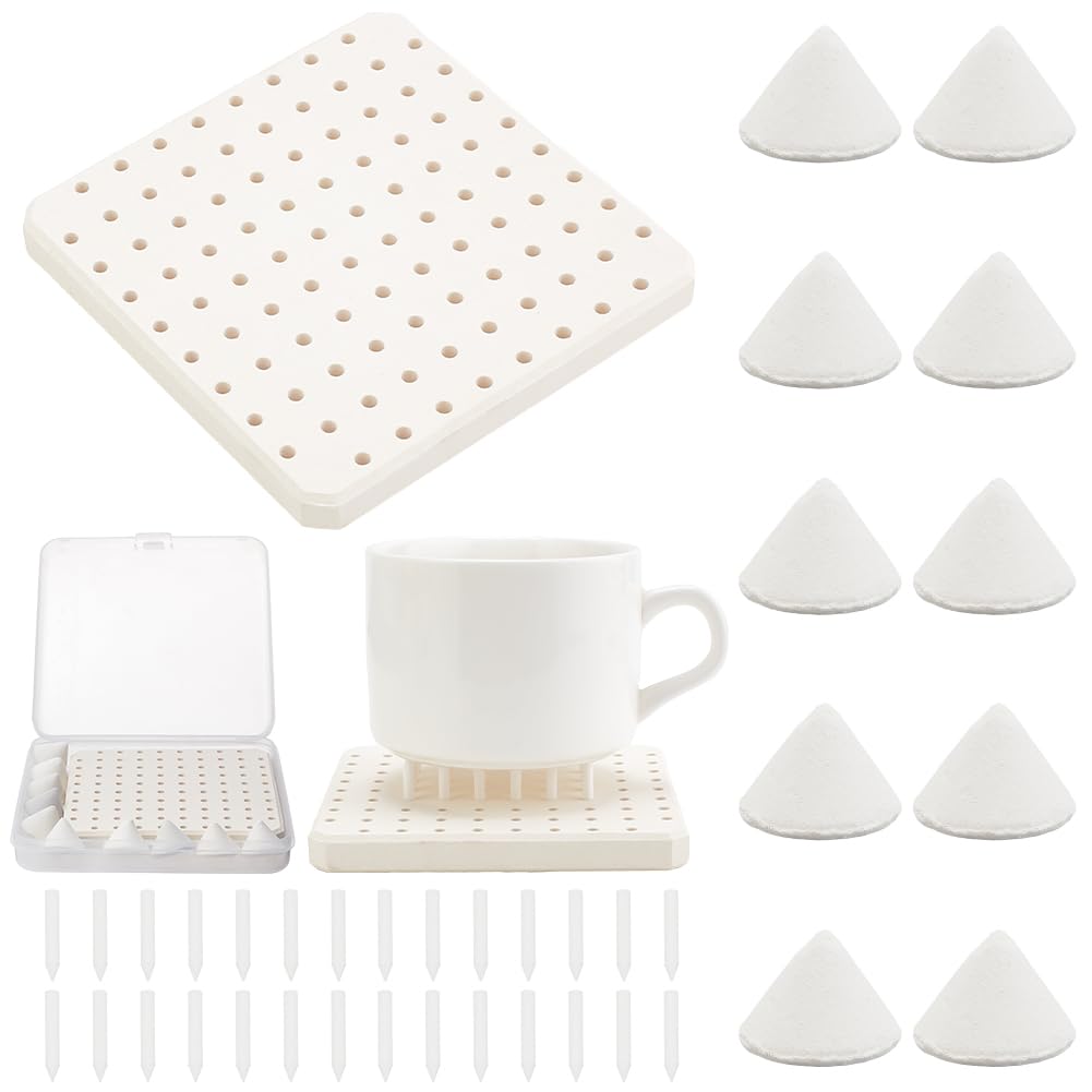 WEBEEDY 71 Pieces Pottery Kiln Support Nails Firing Mat High Temperature Refractory Kiln Shelves Cone Moveable Nails Support Furniture Clay Ceramic Pottery Tools for Firing Kiln Stilts