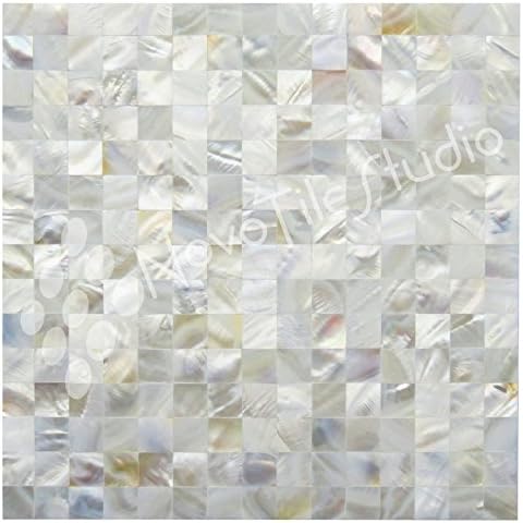 Box 10 Tiles Mother Of Pearl LORETO-PE006 Seamless Groutless Mosaic Tile, White, 12" L X 12" W (10)