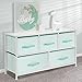 mDesign Extra Wide Dresser Storage Tower - Sturdy Steel Frame, Wood Top, Easy Pull Fabric Bins - Organizer Unit for Child/Kids Bedroom or Nursery - Chevron Zig-Zag Print - 5 Drawers - Mint/White