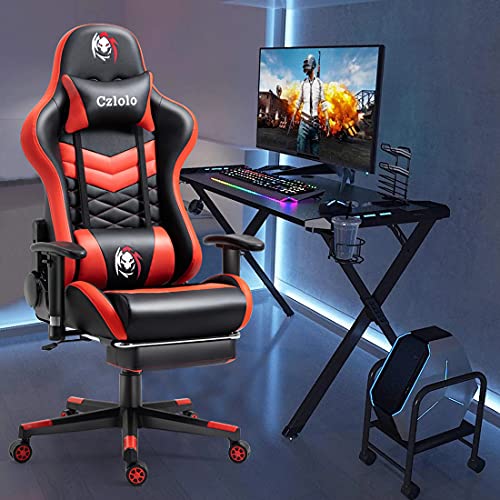 Czlolo Gaming Stuhl Mit RGB LED - Ergonomischer Bürostuhl Mit Fußstütze