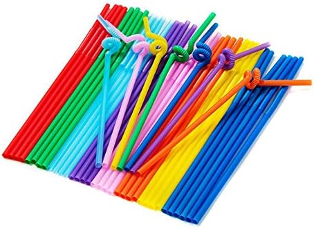 Newcreativetop 10 Inch Disposable Bendable Extra Long Plastic Drinking Straws (100)
