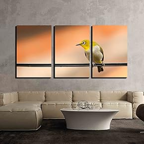 a Bird Standing on The Wire x3 Panels