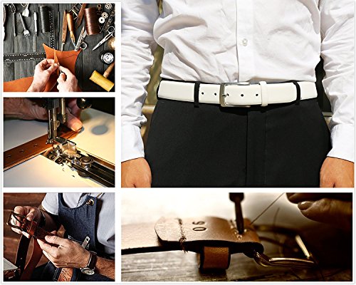 Men's Genuine Leather Dress Belt with Premium Quality - Classic & Fashion Design for Work Business and Casual (sWhite, 44)